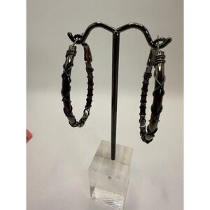 Gunmetal Braided Hoop Earrings – Twisted Wire Statement Hoops